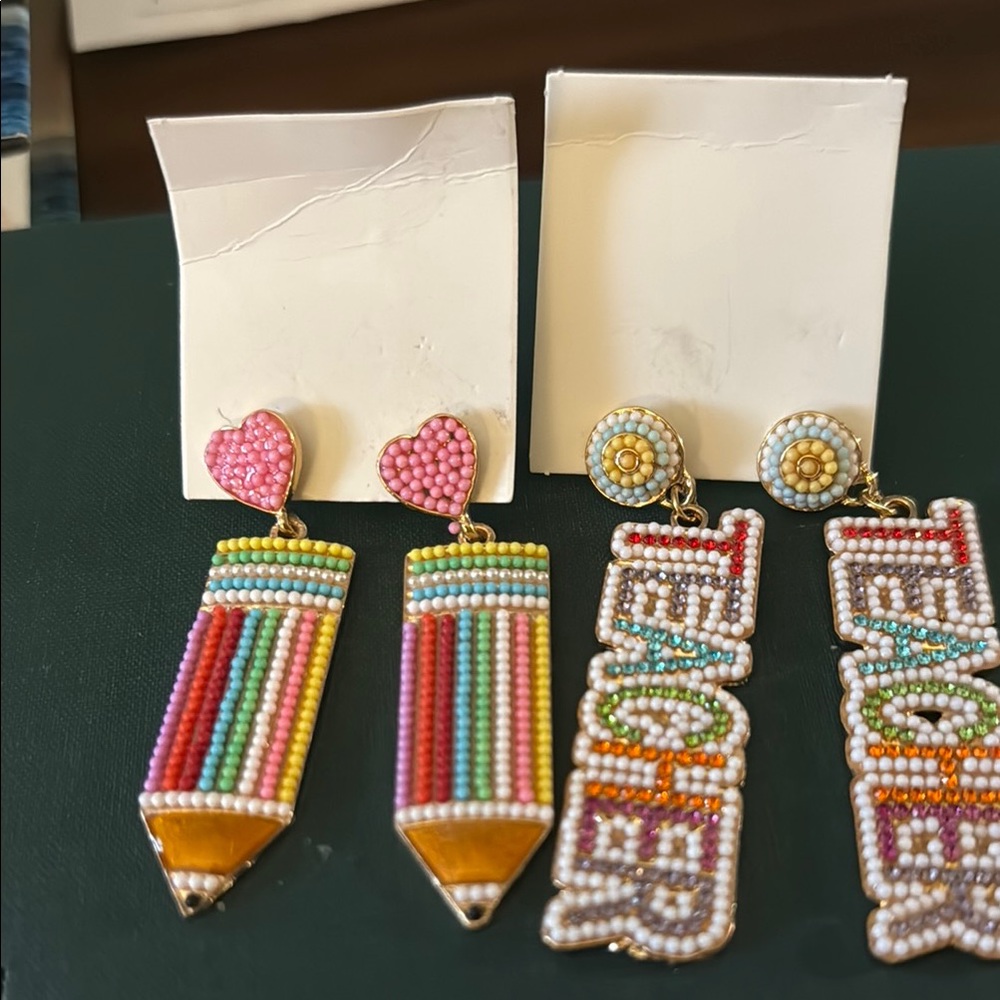 Amazon Pink and Yellow Playful Earrings Set